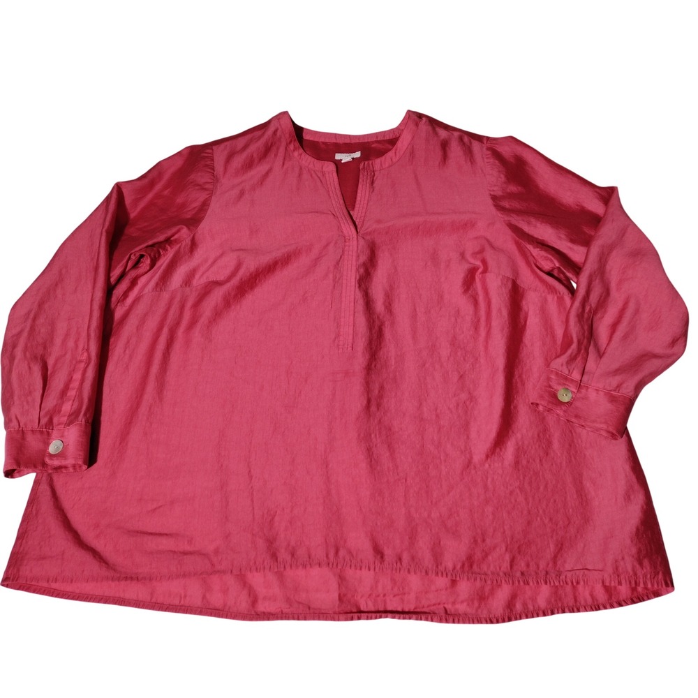 J. Jill Women 2X Pink Tencel Lyocell Blend Split Neck Tunic Top